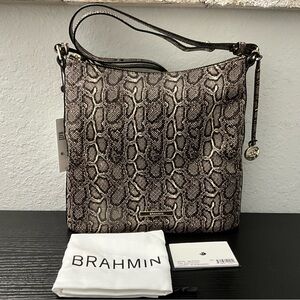 Brahmin Katie ESPRESSO CASWELL Snake Print Genuine Leather NWT